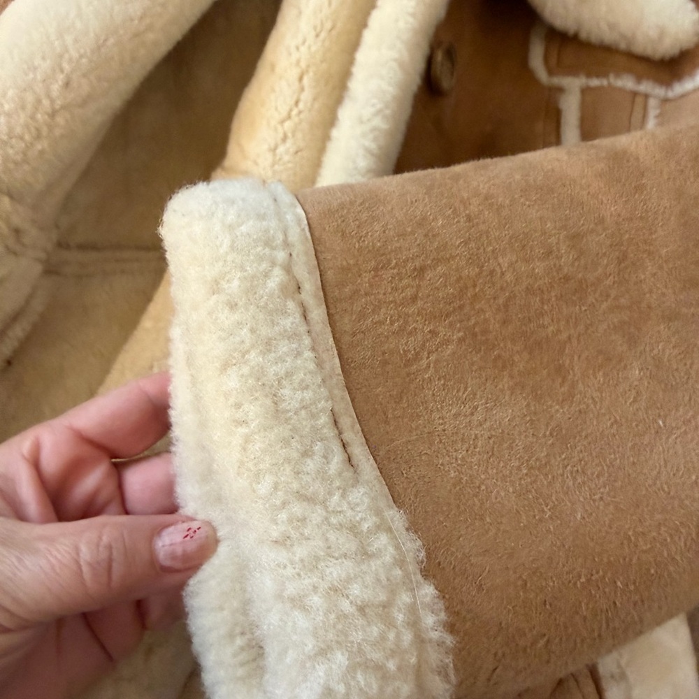 Source Unknown Camel Leather Jacket With Ivory De… - image 3